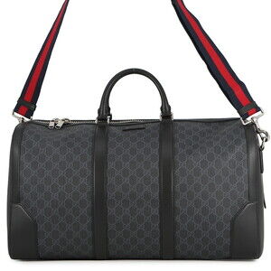 Gucci Boston Bag GG Supreme Leather Shoulder Travel Black